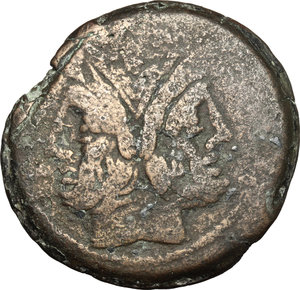 obverse: Wolf and twins series.. AE As, c. 169-158 BC