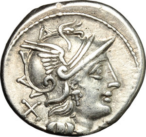 obverse: Pinarius Natta.. AR Denarius, 155 BC