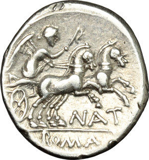 reverse: Pinarius Natta.. AR Denarius, 155 BC