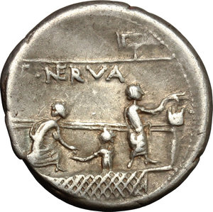 reverse: P. Nerva.. AR Denarius, 113-112 BC