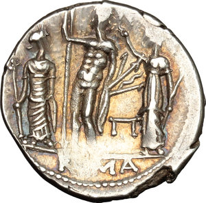 reverse: Cn. Blasio Cn. f.. AR Denarius, 112-111 BC