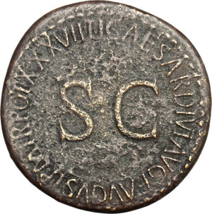 reverse: Augustus (27 BC - 14 AD).. AE Sestertius, struck under Tiberius