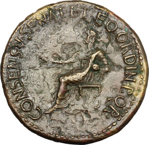 reverse: Augustus (27 BC - 14 AD).. AE Dupondius, struck under Caligula