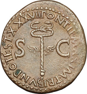 reverse: Tiberius (14-37).. AE As, 35-36 AD
