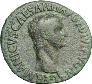 obverse: Germanicus (died 19 AD).. AE As, struck under Claudius