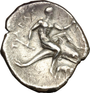 reverse: Southern Apulia, Tarentum. AR Nomos, c. 281-272 BC