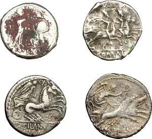 reverse: Roman Republic.. Multiple lot of four (4) AR coins: Anonymous AR \