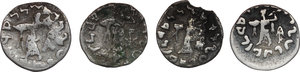 reverse: Baktria, Indo-Greek Kingdoms. Lot of 4 AR Drachms, circa 1st cent. BC. Unclassified