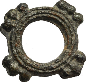 obverse: Celtic, Danubian Region. AE Ring-money with four groups of three pellets, c. 2nd-1st century BC