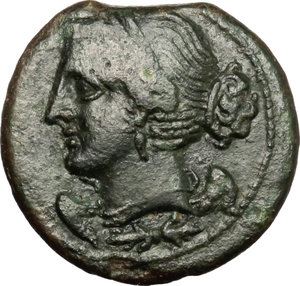 obverse: Bruttium, The Brettii. AE Half, c. 211-208 BC. Fourth coinage