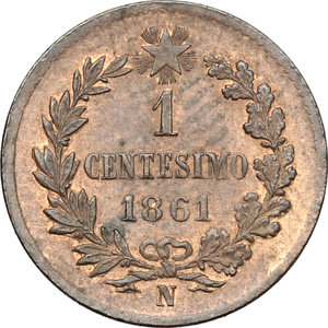 reverse: Vittorio Emanuele II  (1861-1878). Centesimo 1861 N