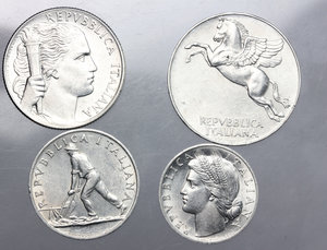 reverse: Serie 1948 (10 lire, 5 lire, 2 lire, lira)