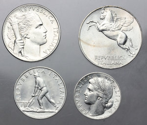 reverse: Serie 1949 (10 lire, 5 lire, 2 lire, lira)