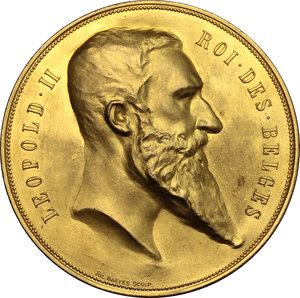 obverse: Belgium.  Leopold II (1835-1909), King of the Belgians. Medal 1893, Exposition internationale d Alimentation