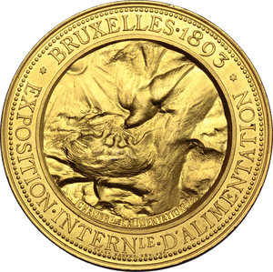 reverse: Belgium.  Leopold II (1835-1909), King of the Belgians. Medal 1893, Exposition internationale d Alimentation