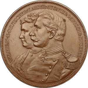 obverse: Germany.  Wilhelm II (1859-1941), and his wife Augusta Victoria of Schleswig-Holstein (1858-1921) . Medal celebrating imperial issue