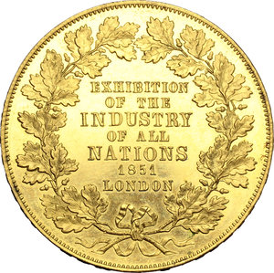 reverse: Great Britain. Medal 1851, for the Exhibition of Industry, commemorating the invention of coining press dated 1817