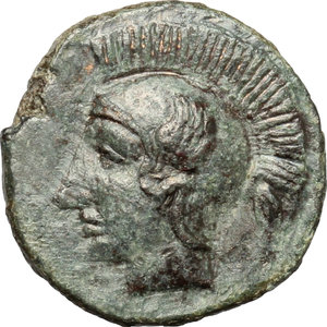 obverse: Kamarina. AE Tetras, c. 410 BC