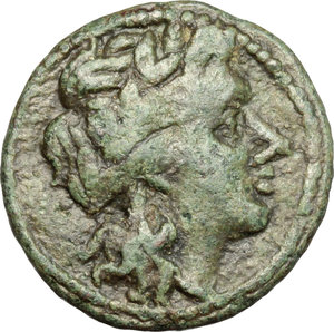 obverse: Tauromenion.  Roman Rule, after 216-202 BC. AE, c. 207-200 BC