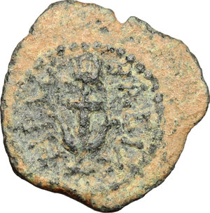 obverse: Judaea, Jerusalem.  Herodes I the Great (40-4 BC).. AE Prutah, 40-4 BC