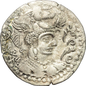 obverse: Uncertain mint.  Nezak Huns.. AR Drachm, 6th century AD