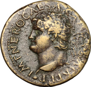 obverse: Nero (54-68).. AE Dupondius, Lugdunum mint, 62-68