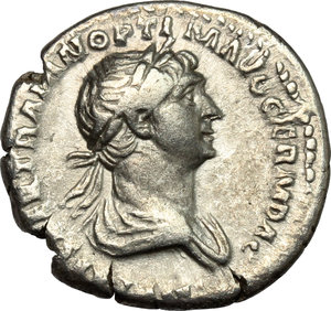 obverse: Trajan (98-117.).. AR Denarius, 114-117