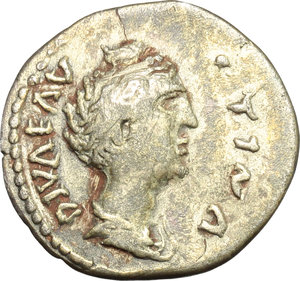 obverse: Faustina I (died 141 AD).. AR imitation denarius, 141 AD