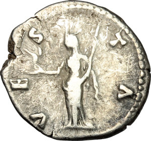 reverse: Faustina I (died 141 AD).. AR Denarius, 141 AD