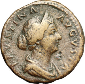obverse: Faustina II (died 176 AD).. AE As, 161-176