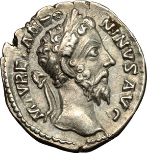 obverse: Marcus Aurelius (161-180).. AR Denarius, 176-180