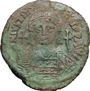 obverse: Justinian I (527-565).. AE Follis, Constantinople mint, 539-540