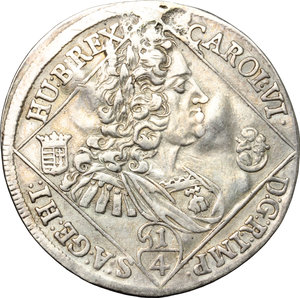 obverse: Austria.  Karl VI (1711-1740).. AR 1/4 Taler, Nagybánya mint, 1730