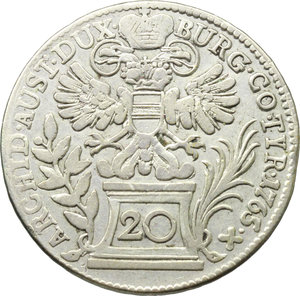 reverse: Austria.  Maria Theresa (1740-1780).. AR 20 Kreuzer, Vienna mint, 1765