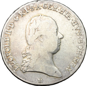 obverse: Austria.  Leopold II (1790-1792).. AR Kronentaler, Günzburg mint (H), 1791