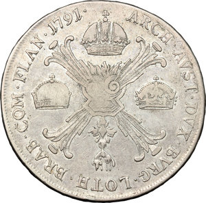 reverse: Austria.  Leopold II (1790-1792).. AR Kronentaler, Günzburg mint (H), 1791