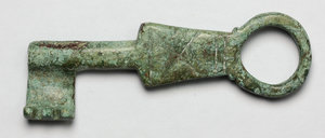 obverse: Massive bronze key.  Roman period, 1st-3rd century AD.  80 x 24 mm