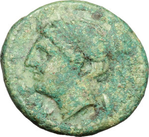 obverse: Bruttium, Brettii. AE half, about 215 BC