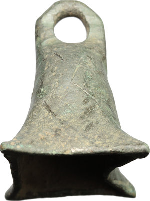 reverse: Bronze tintinnabulum.  Roman period, 1st-3rd century AD.  37 x 40 x 29 mm