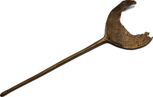 obverse: Bronze spoon.  Roman period 1st-5th century AD.  15.8 x 4.5 cm