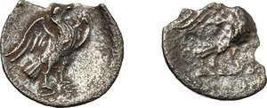 reverse: Central Italy, Alba Fucens. Lot of 2 AR Obol, 280-275 BC