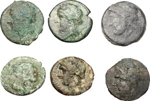 obverse: Greek Italy. Lot of 6 AE, including Arpi and Neapolis