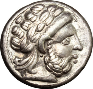 obverse: Celtic, Middle-Lower Danube, Syrmia.  The Skordoski.. AR Tetradrachm, imitation of Philip II of Macedon, first half of 3rd cent. AD
