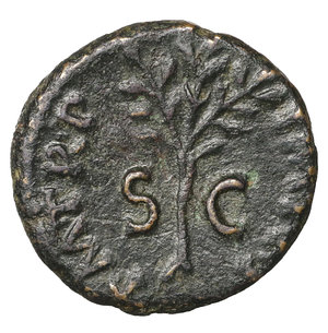 reverse: Nero. 54-68 AD. Brass Quadrans. 64 AD. 2.71 gr. – 16.0 mm. O:\ NERO CLAV CAE AVG GER, owl, wings spread, standing facing on garlanded, rectangular altar. R:\ P M TR P IMP P P S-C, upright olive-branch. RIC 260; Sear 1988; MacDowall WCN 354; Cohen 185. Rare. aXF