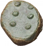 reverse: SICILY HIMERA 450-420 BC. HEMILITRON. AE 13.65 gr. - 23.40 mm. O:\ Gorgoneion with protruding tongue. R:\ Six pellets. SNG ANS 180. aXF