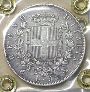 reverse: Vittorio Emanuele II 5 Lire 1872. qSPL 