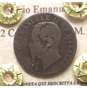 obverse: Vittorio Emanuele II. 2 Centesimi 1867 M. MB. Periziato