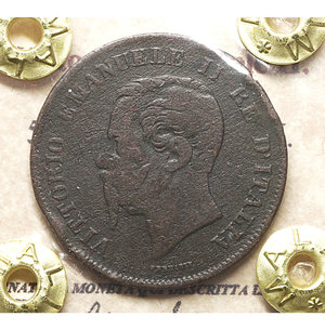 obverse: Vittorio Emanuele II. 5 Centesimi 1862 N. MB. Periziato