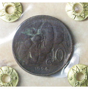 reverse: Vittorio Emanuele III. 10 Cent. 1924 BB