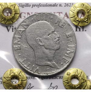 obverse: Vittorio Emanuele III. 50 Cent 1940 AN XVIII. SPL. PERIZIATA